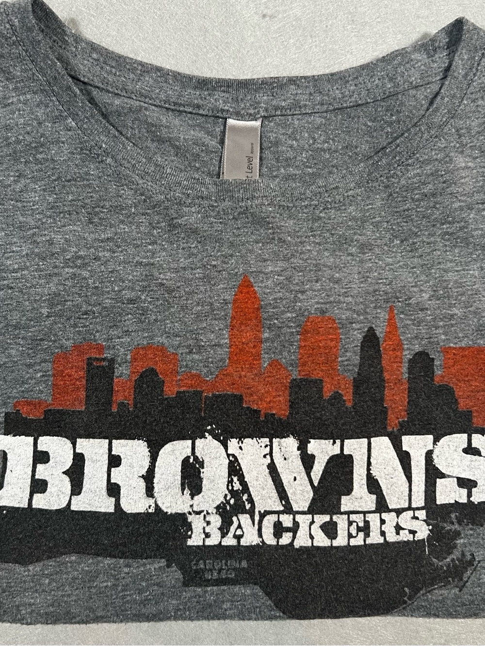 Next Level Gray Browns Backers Graphic Print Crew Neck T-Shirt L Short Sleeve